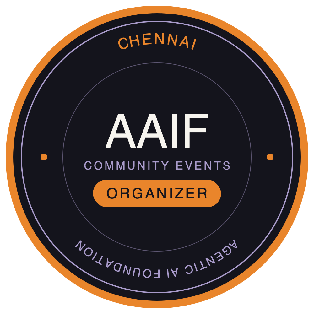 AAIF Community Events — Chennai — Organizer badge, Agentic AI Foundation